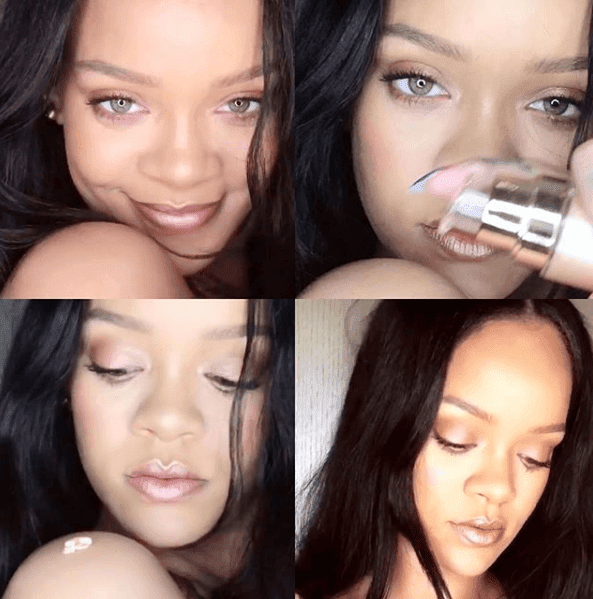 Luxury Makeup Rihanna try The new Fenty Beauty Body Lava Highlighter On Her Instagram 2018