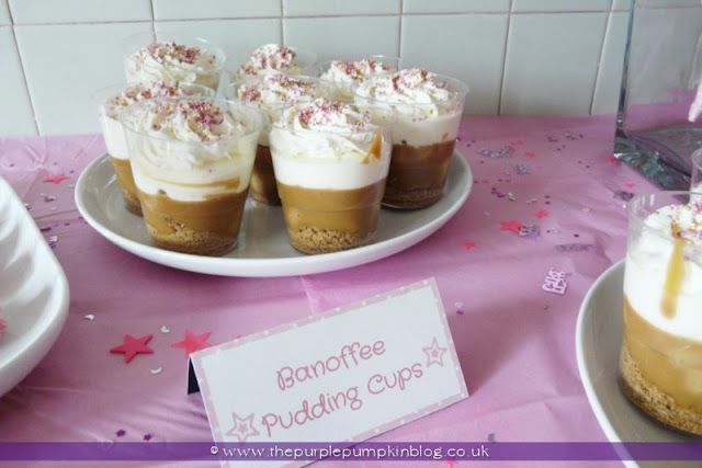Banoffee Pudding Pots for a Baby Shower at The Purple Pumpkin Blog