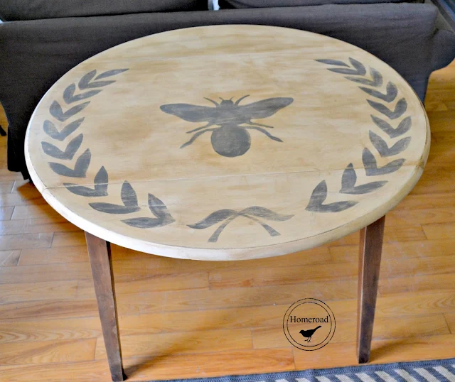 bee and wreath drop leaf table with wings open