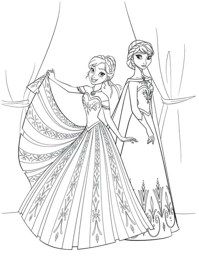 Sketsa Gambar Mewarnai Frozen Elsa dan Anna Terbaru | gambarcoloring