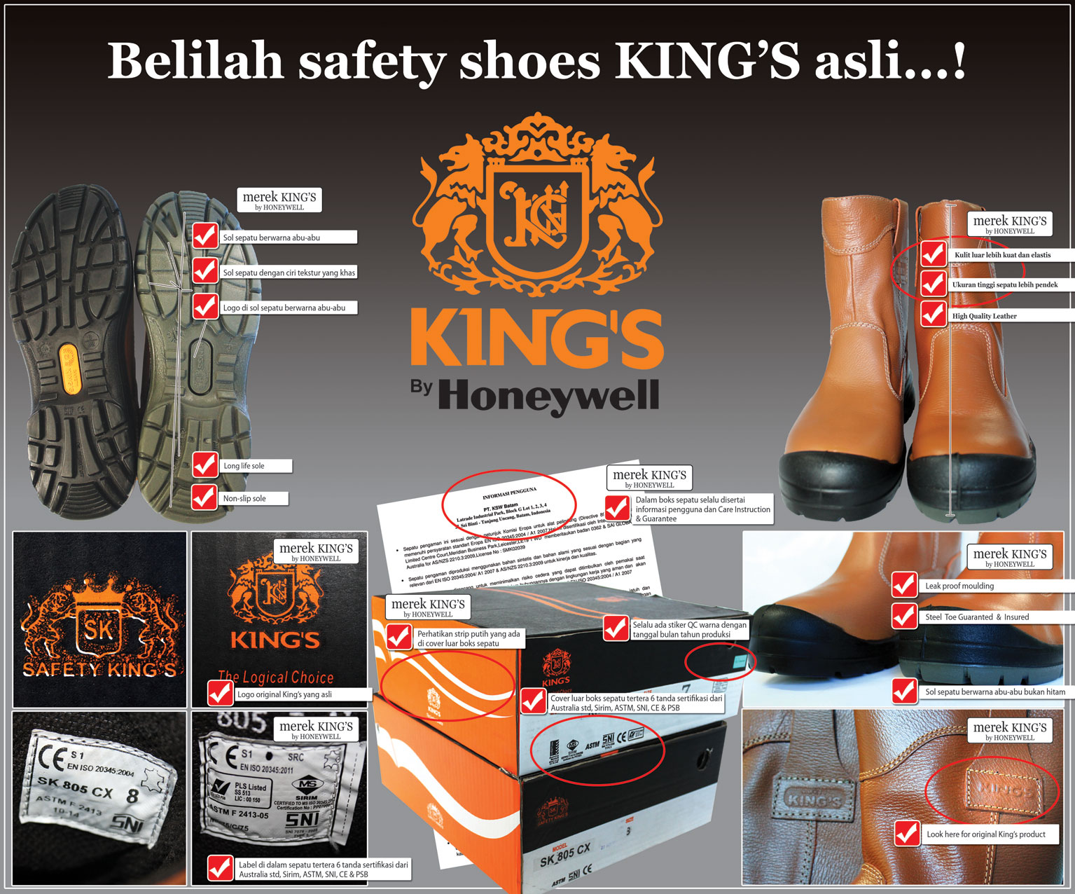 GROSIR SEPATU SAFETY KEDIRI Merk KINGS, CHEETAH, KRUSHER, JOGGER
