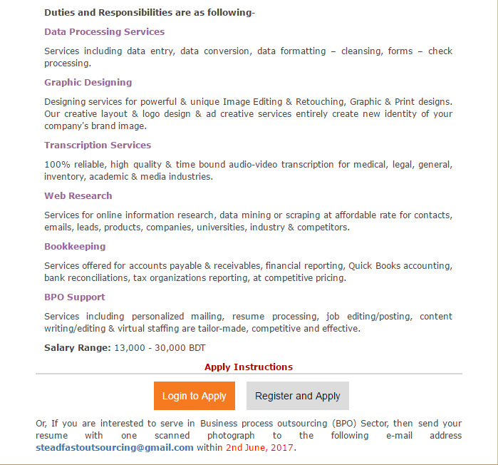 steadfast outsourcing position bpo call center executive executive check register