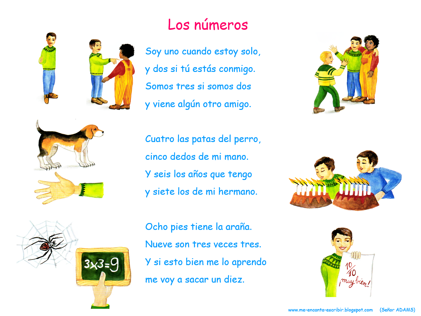 Me Encanta Escribir En Español Canción Los Números