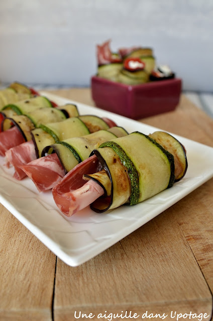 Rouleaux de légumes à la coppa et chèvre frais