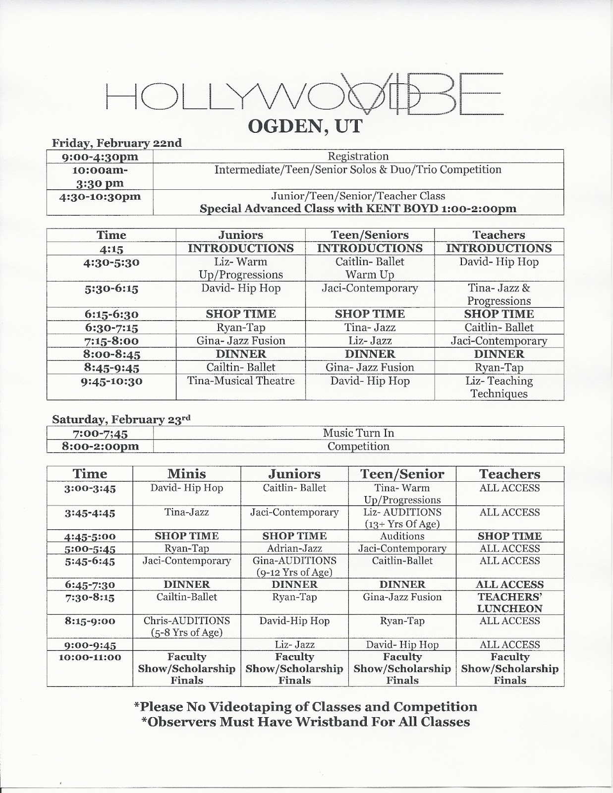 Vibe Schedule Vibe Schedule