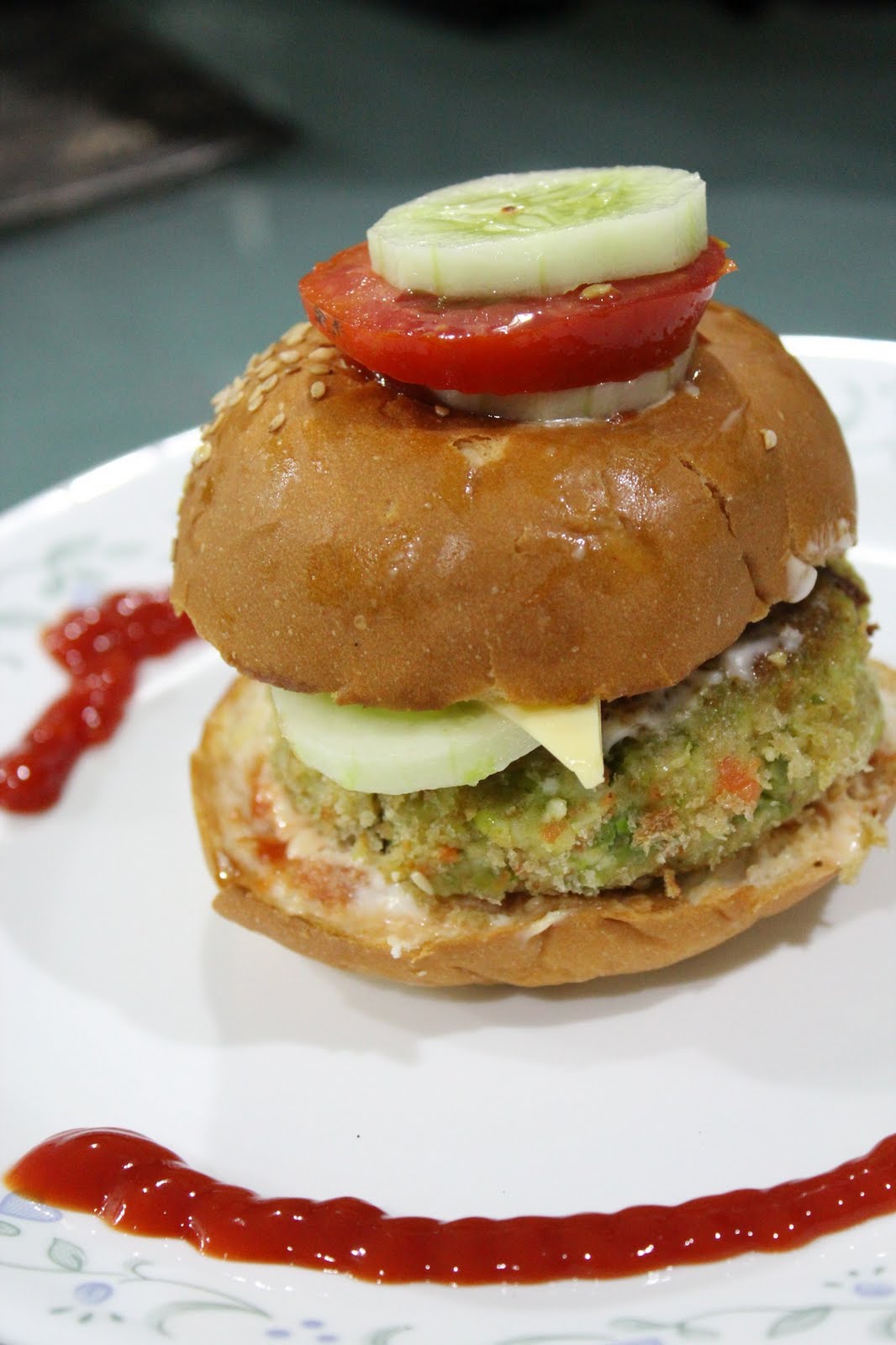 The Kitchen on the 28th floor Vegetable Paneer Burger