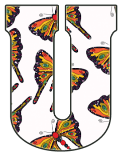 Abecedario con Fondo de Mariposas. Alphabet with Butterfly Background.