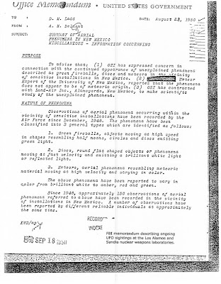 FBI Doc - Aerial Phenomenon Near Sensitive Installations in New Mexico 8-23-1950