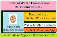Central Water Commission Recruitment 2017-57 Skilled Work Assistant