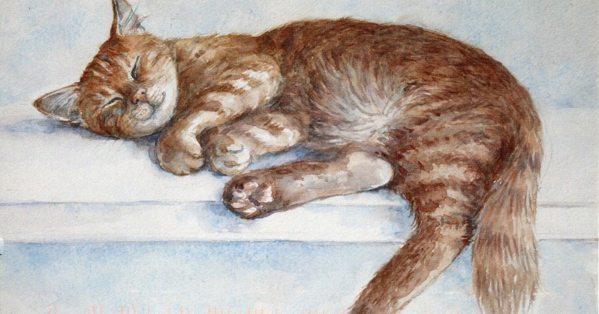 Рисунок лежебока рыжий кот