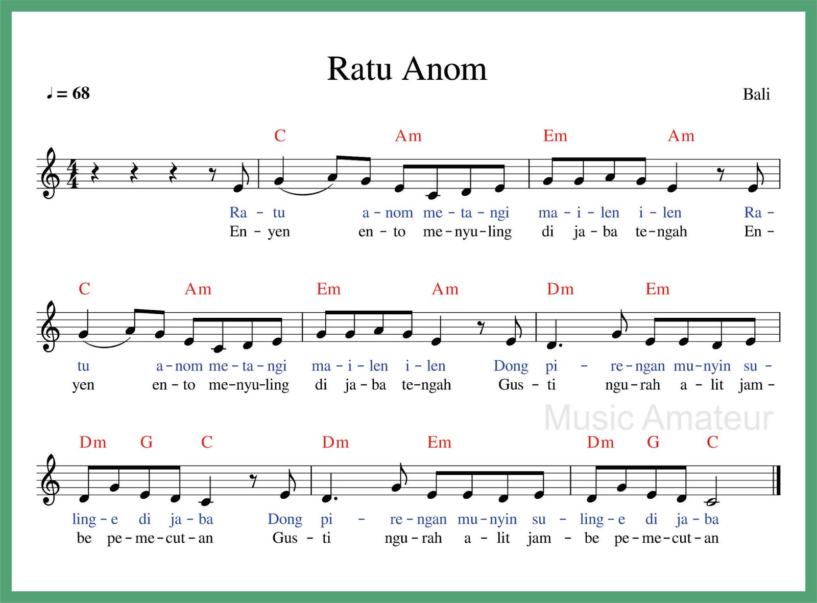 Not Angka Ratu Anom SEPUTAR MUSIK