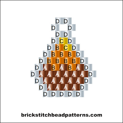 Click for a larger image of the Mini Harvest Candy Corn Halloween bead pattern labeled color chart.