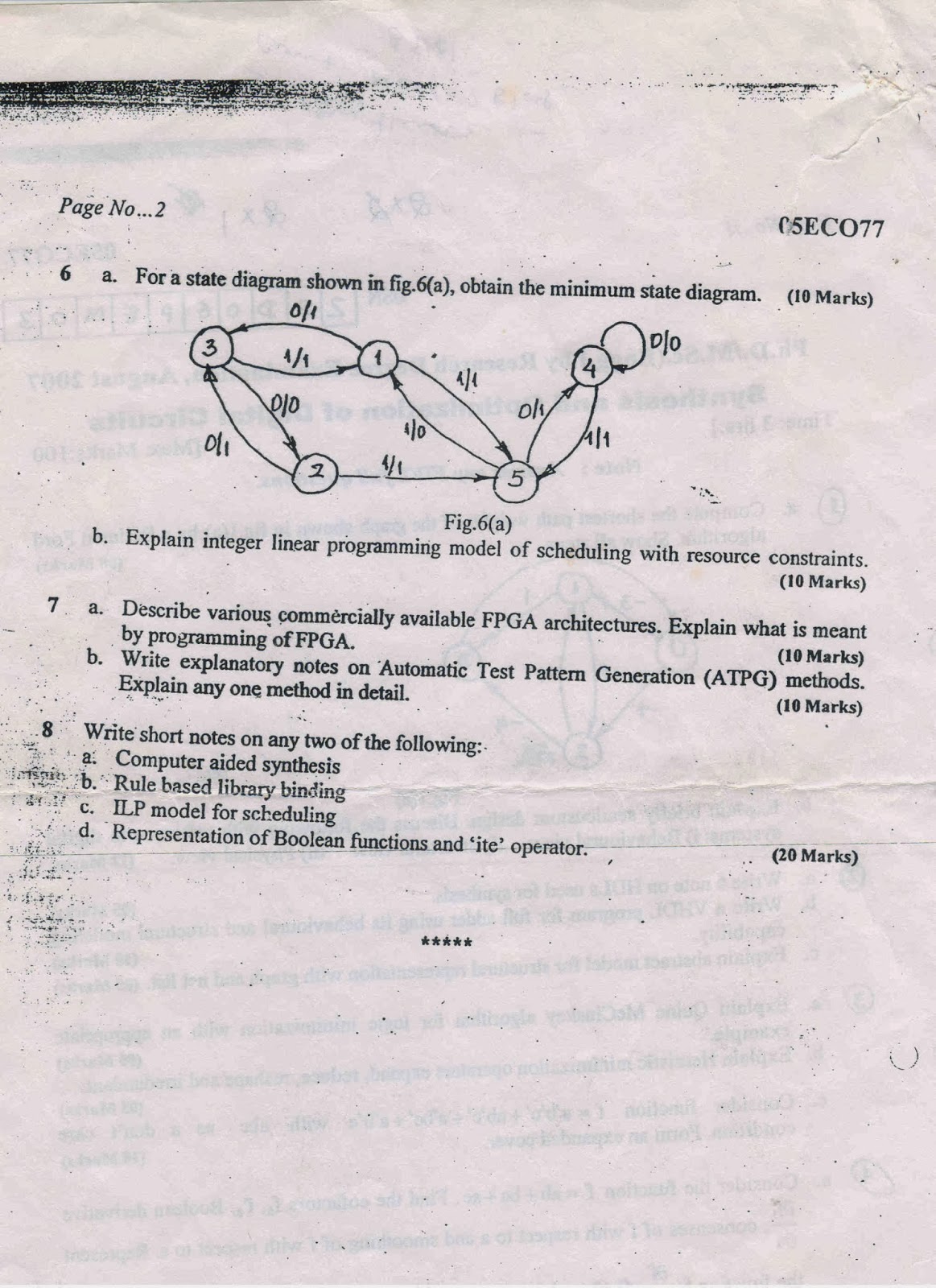 ALL STUDY MATERIALS IN ONE PIT VTU Mtech (Digital Electronics), Question Papers 2nd sem