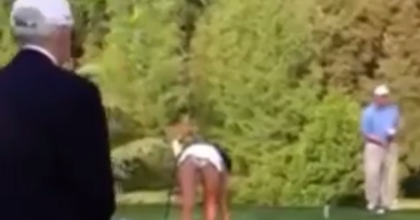 Video: Holly Sonders Flashes Panties On Tee And Gives Starter An Eyeful |  GolfCentralDaily | Golf Parody Fun Gossip Jokes Betting Tips