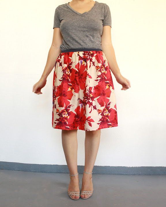 Über Chic for Cheap: DIY: Floral Elastic Waist Skirt