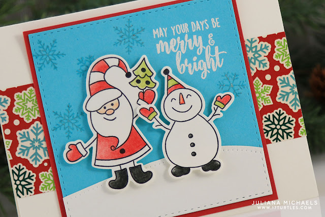 Merry Bright Christmas Card by Juliana Michaels featuring Gina K Designs Home for the Holidays StampTV Kit