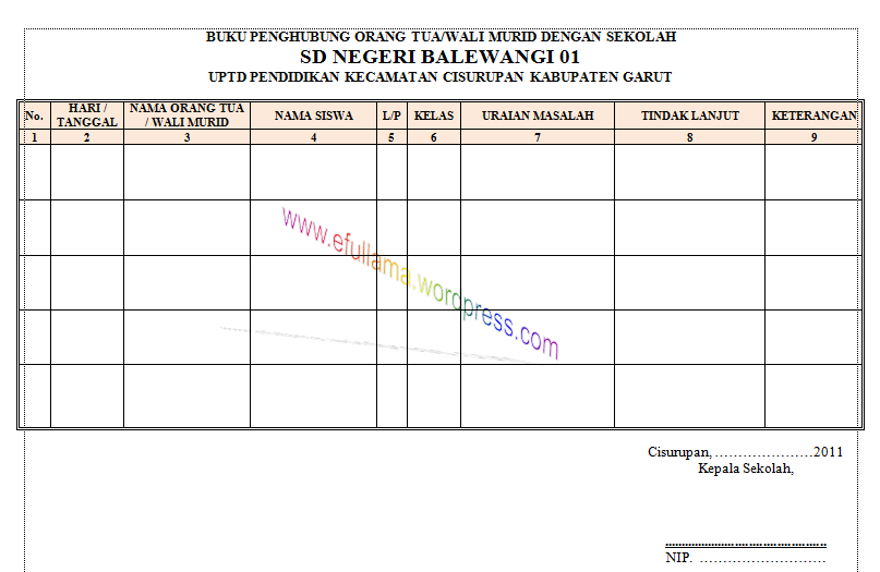 Download Buku Penghubung Wali Kelas/Guru Kelas Dengan