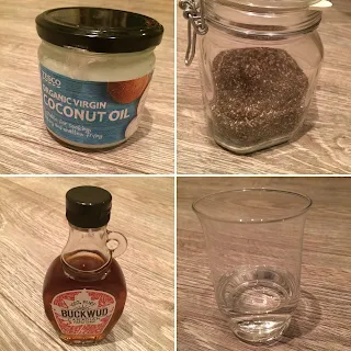 Organic coconut oil, chia seeds, water, Buckwood canadian maple syrup