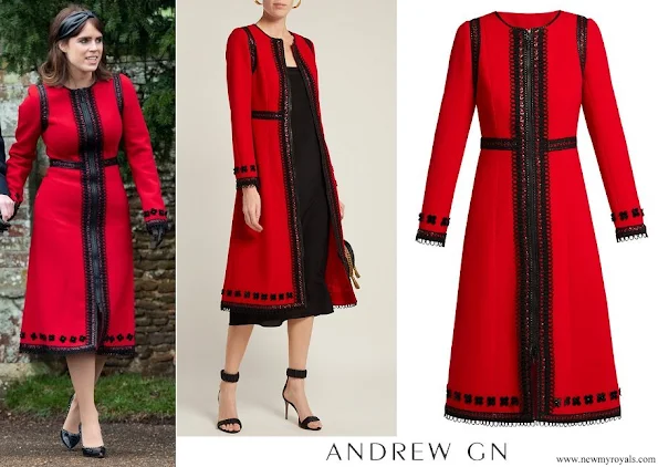 Princess Eugenie wore ANDREW GN Lace-trimmed wool-crepe coat