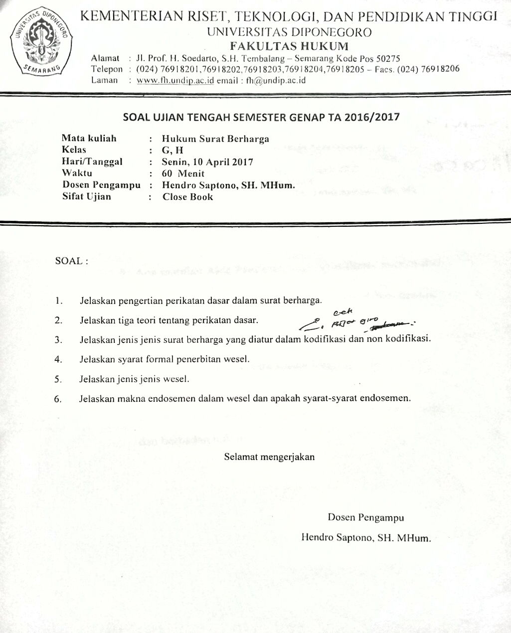 Soal Uts Pengantar Ilmu Hukum Soal Update