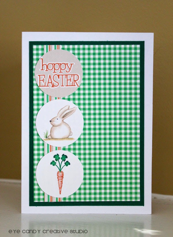 easter card, card making ideas, joppy easter, green gingham, orange and green