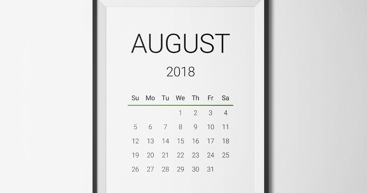 August 2018 Printable Calendar