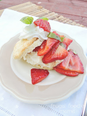 Frugal Foodie Mama: Strawberry Basil Sour Cream Shortcakes