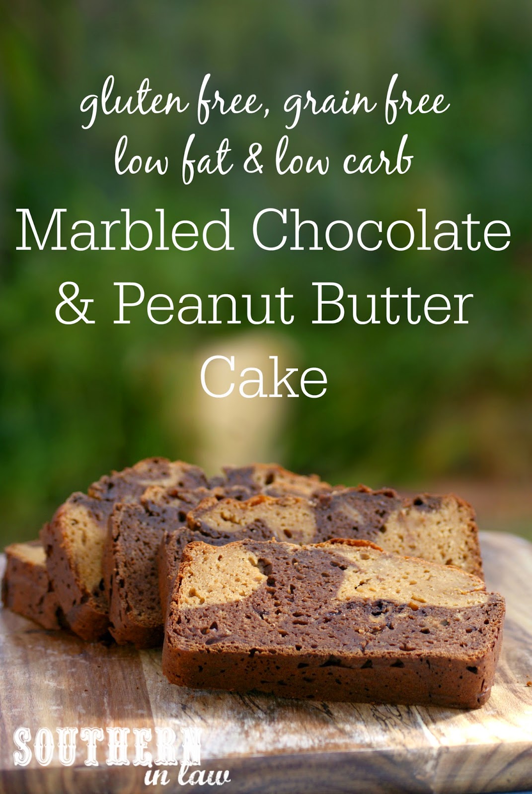 Healthy, Low Carb Marbled Chocolate and Peanut Butter Cake - low fat, gluten free, low carb, high protein, grain free, refined sugar free