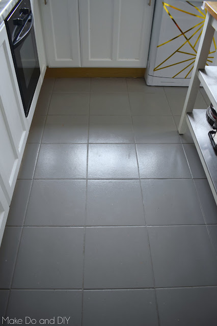 painted tile floor-six months later ~ Make Do and DIY