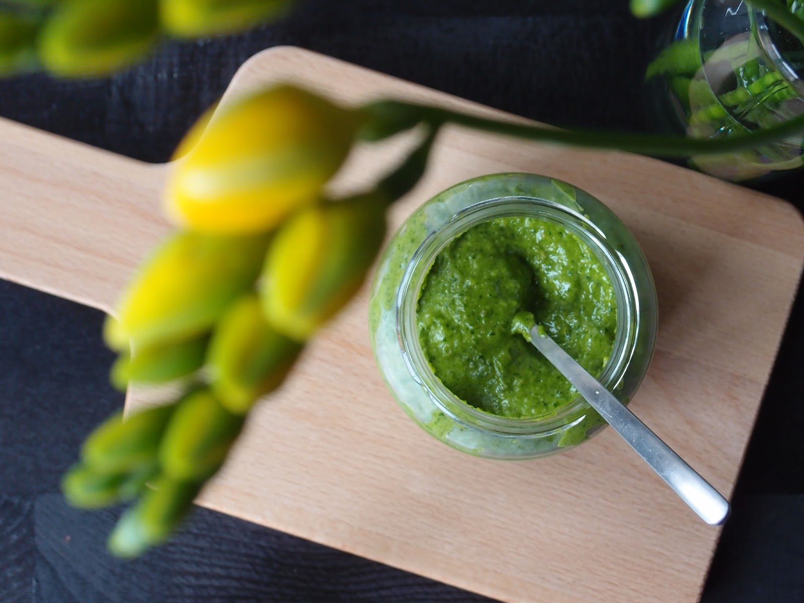 The VegHog Baby kale pesto with spelt spirulina tagliatelle