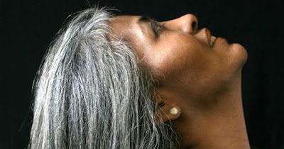African American woman with gray hair