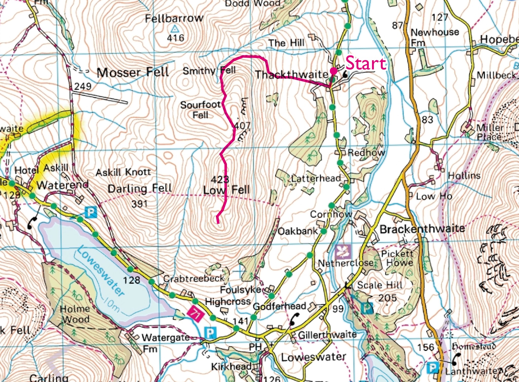 Map, Route, Low Fell, Crummock Water, Buttermere Walk, Lake District, Best View