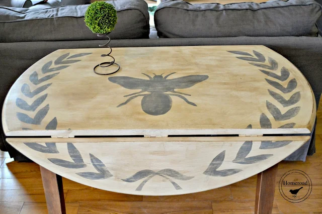 bee and wreath drop leaf table