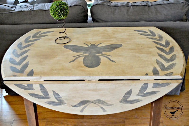 The Drop Leaf Table with a Wreath and a Bee