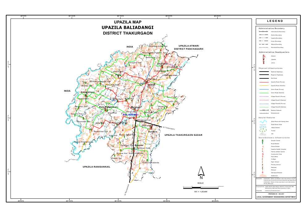 Baliadangi Upazila Map Thakurgaon District Bangladesh