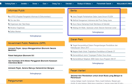 Website resmi Kementerian Pendidikan dan Kebudayaan yang alamat utamanya ialah www Info Kemendikbud Terbaru Hari Ini; Cara Membuka Situs Berita Kemdikbud