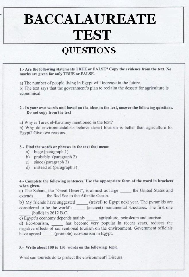 Sincerelyours: BACCALAUREATE TEST