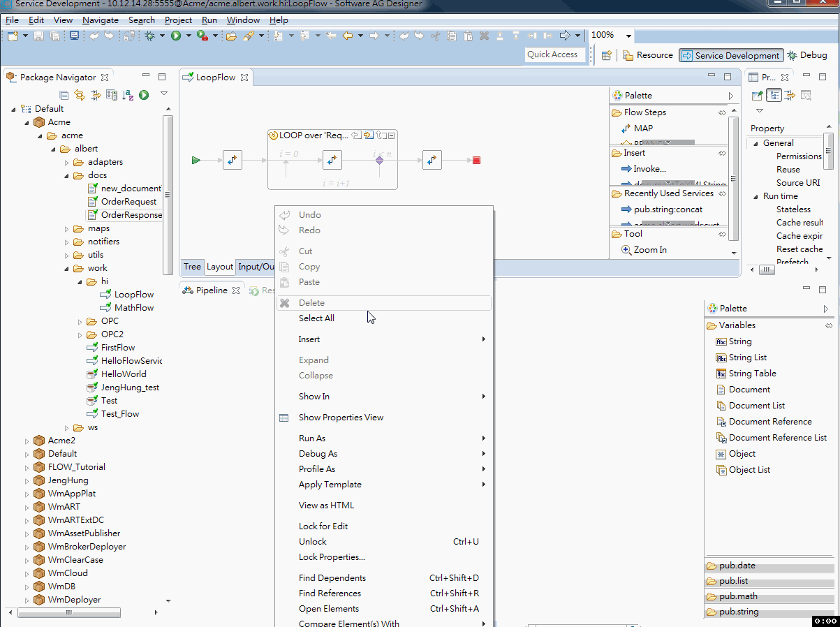 albert's blog: [webMethods] 在 Flow Service 中使用 Loop