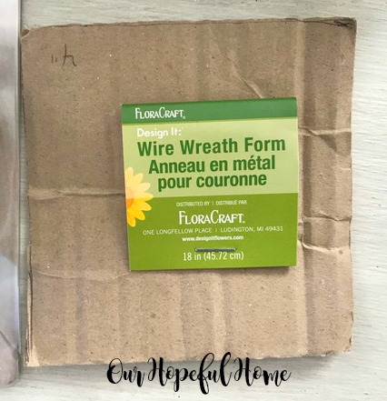 Wire wreath form cardboard square template DIY pom pom wreath supplies