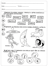 Pinte as figuras cujos nomes aparece a letra B