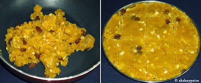 lump of mixture, poured in greased plate
