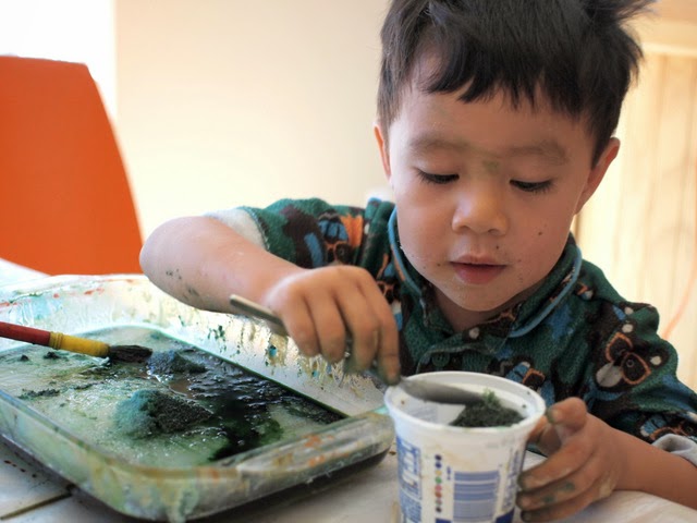 ice painting with kids