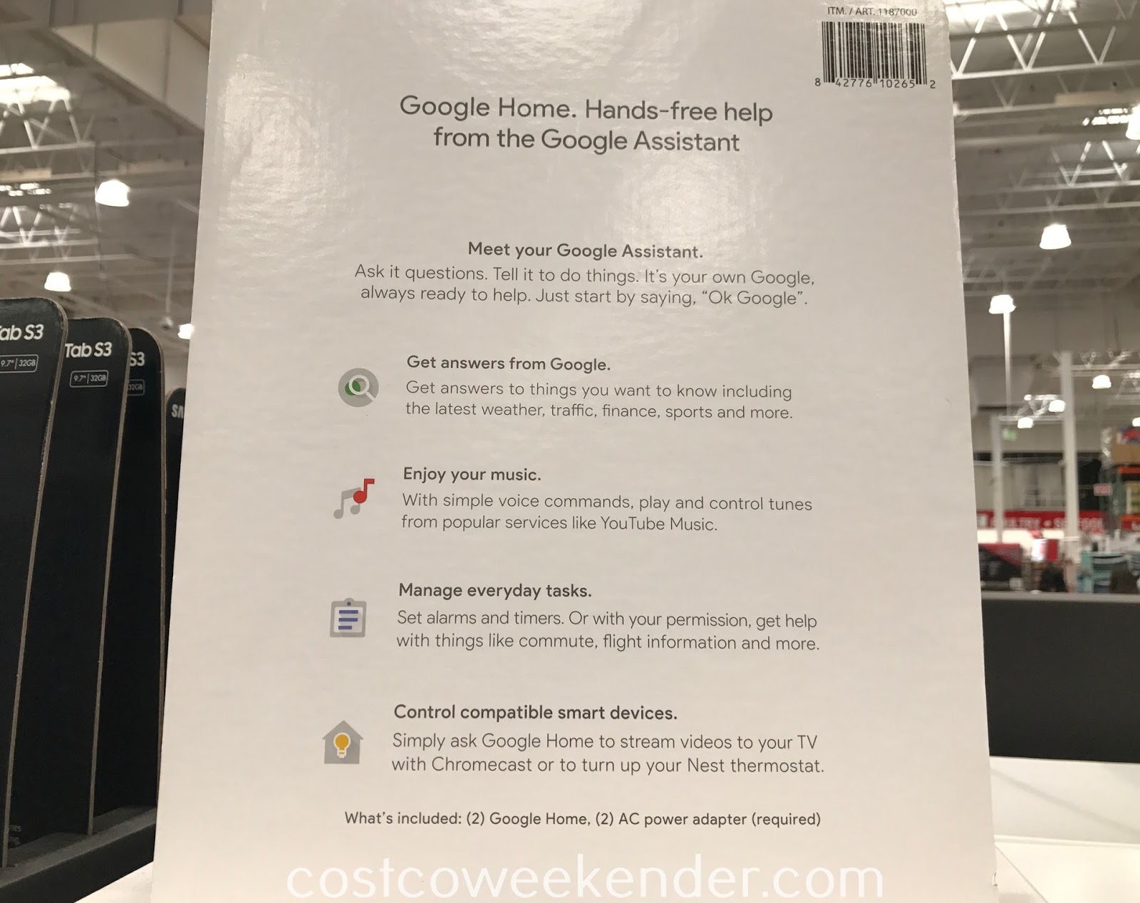 Google Home Voice Activated Smart Speaker 2 Pack Costco Weekender