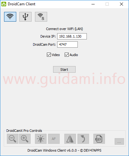 DroidCam Client PC desktop