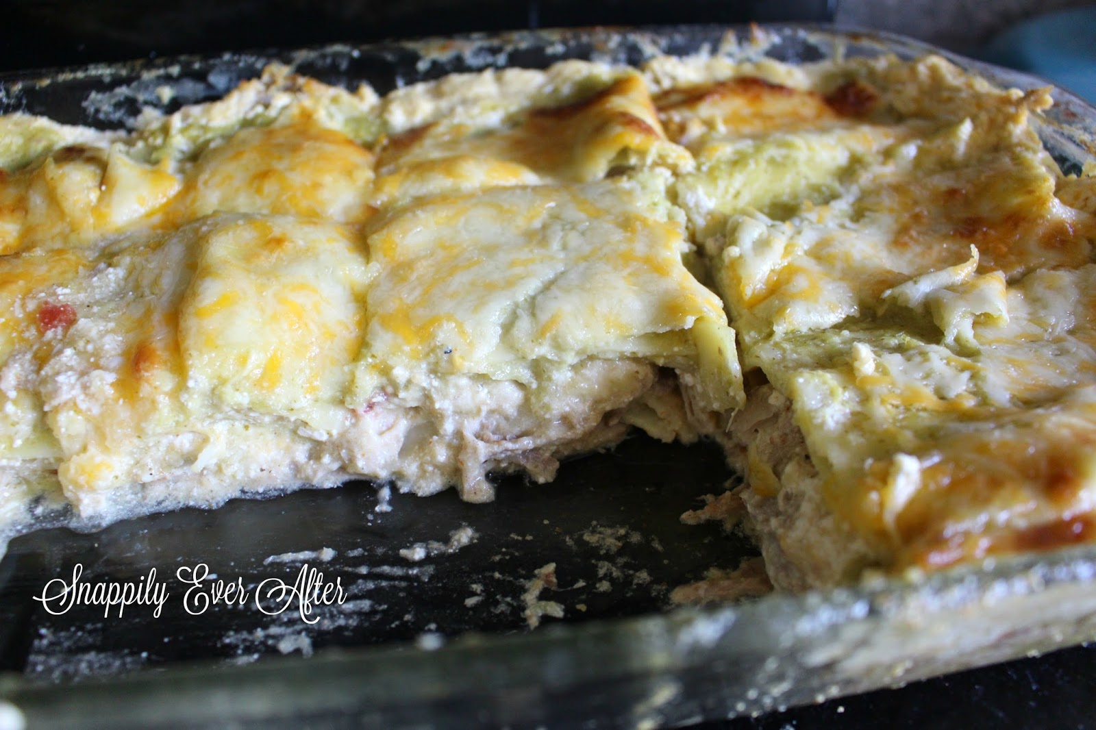 Snappily Ever After Green Chili Lasagna