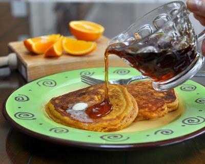 Carrot Buttermilk Pancakes, light and fluffy buttermilk pancakes with a surprise ingredient, a jar of carrot baby food. For Weight Watchers, #PP4.