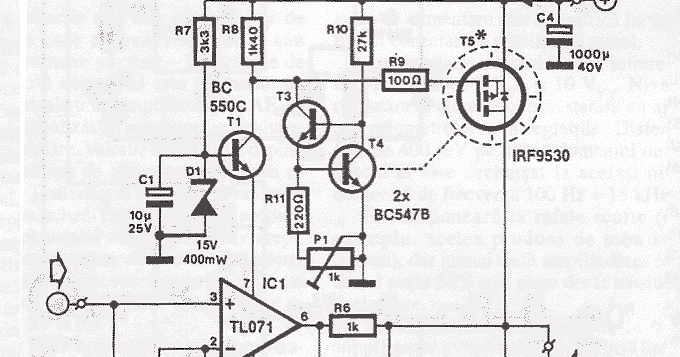 IRF9530 IRF530 Audio Amplifier 70 W | Loublet Schematic