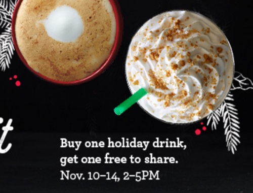 Starbucks BOGO Holiday Drink Share Event Starbucks BOGO Holiday Drink Share Event