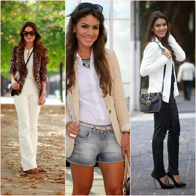 Diferentes looks da blogueira Camila Coelho usando blazer