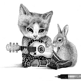 16-Kitten-and-Baby-Rabbit-Thiago-Bianchini-Eclectic-Collection-of-Drawings-and-Illustrations-www-designstack-co